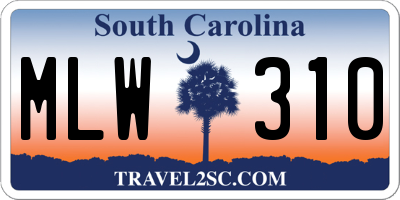 SC license plate MLW310