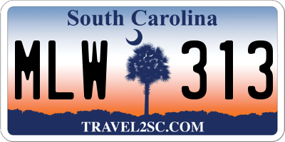 SC license plate MLW313