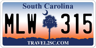 SC license plate MLW315