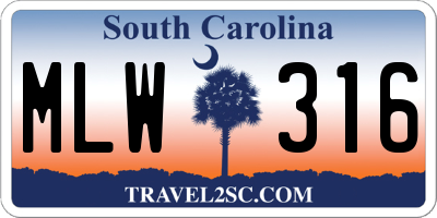 SC license plate MLW316