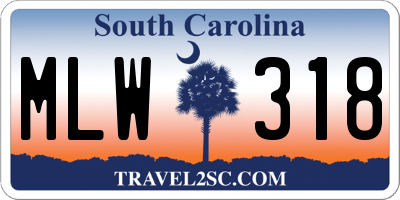 SC license plate MLW318