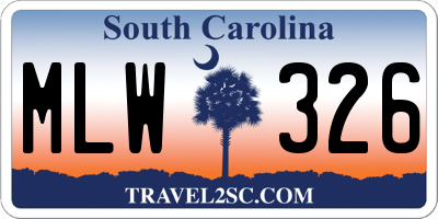 SC license plate MLW326