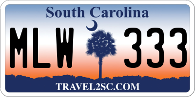 SC license plate MLW333