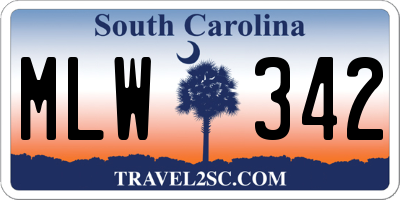 SC license plate MLW342