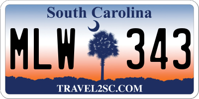 SC license plate MLW343