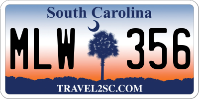 SC license plate MLW356