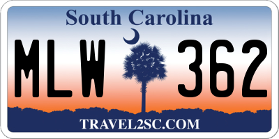 SC license plate MLW362