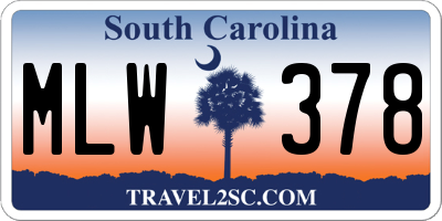 SC license plate MLW378