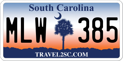 SC license plate MLW385