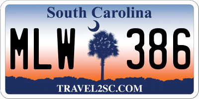 SC license plate MLW386