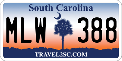 SC license plate MLW388