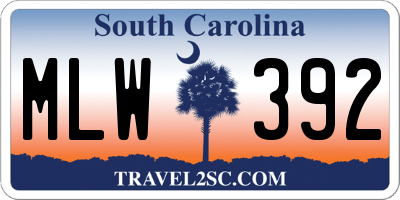 SC license plate MLW392