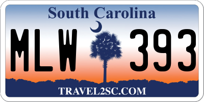 SC license plate MLW393