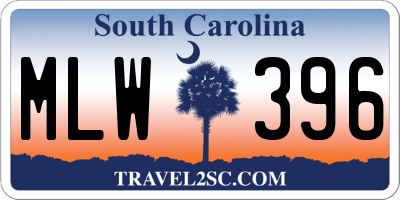 SC license plate MLW396
