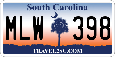 SC license plate MLW398