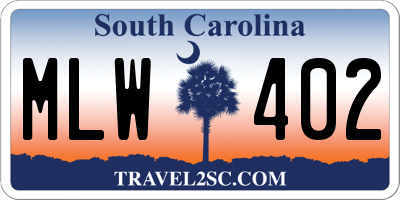 SC license plate MLW402