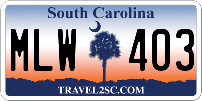 SC license plate MLW403