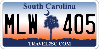 SC license plate MLW405