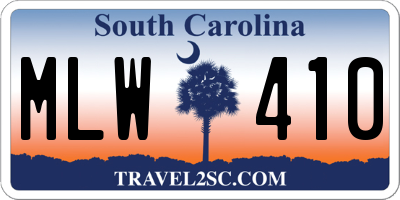 SC license plate MLW410