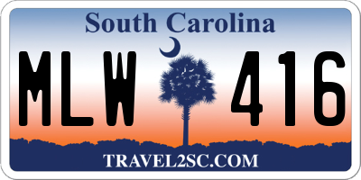 SC license plate MLW416