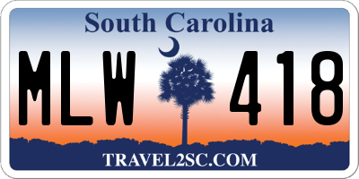 SC license plate MLW418