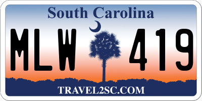 SC license plate MLW419