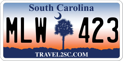 SC license plate MLW423