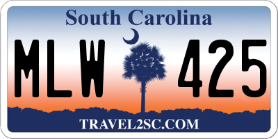 SC license plate MLW425