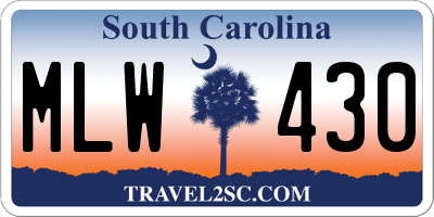 SC license plate MLW430