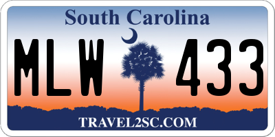SC license plate MLW433