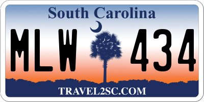 SC license plate MLW434