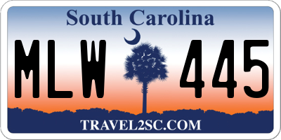 SC license plate MLW445