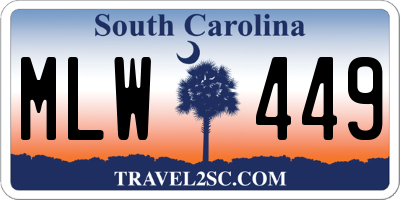 SC license plate MLW449