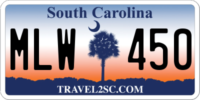 SC license plate MLW450