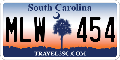 SC license plate MLW454
