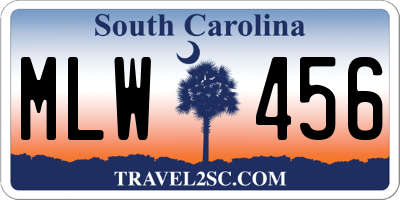 SC license plate MLW456