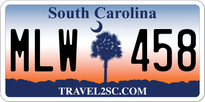 SC license plate MLW458