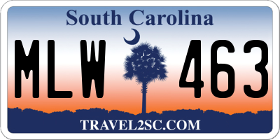 SC license plate MLW463