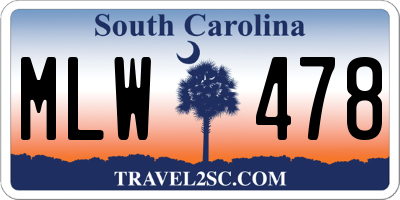 SC license plate MLW478