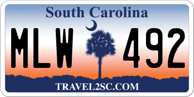 SC license plate MLW492