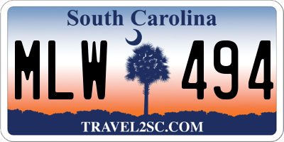 SC license plate MLW494