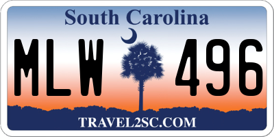 SC license plate MLW496