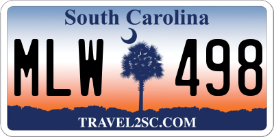 SC license plate MLW498