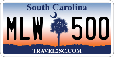 SC license plate MLW500