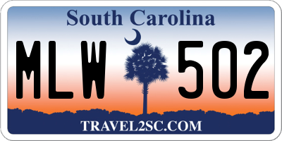 SC license plate MLW502