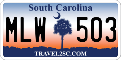 SC license plate MLW503