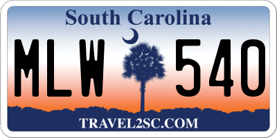 SC license plate MLW540