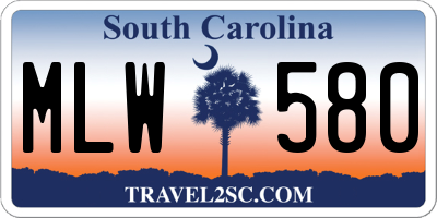 SC license plate MLW580