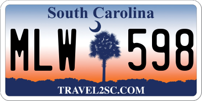 SC license plate MLW598
