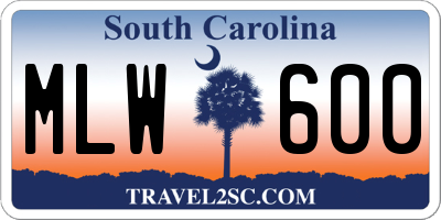 SC license plate MLW600